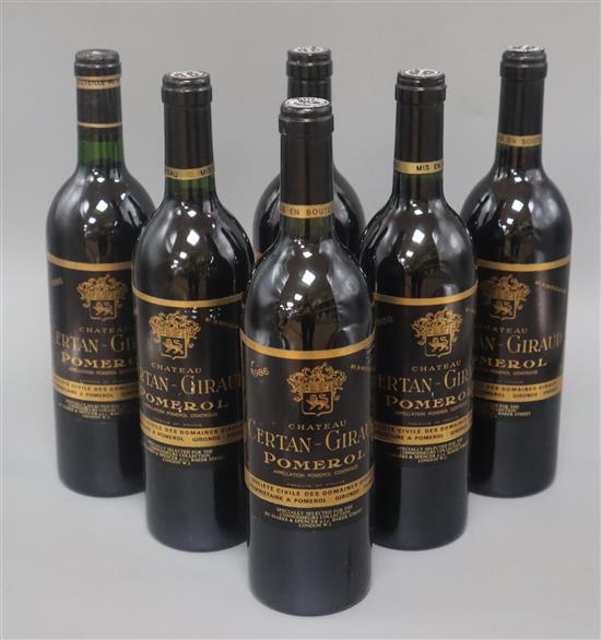 Six bottles Chateau Certan-Graud - Pomerol 1986 (6)